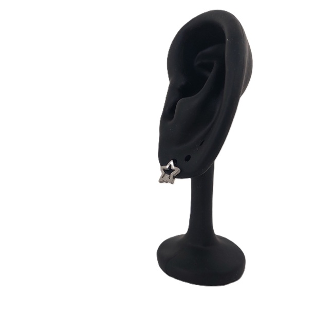 Hollow Double Star Stud – Flat Back (316L Stainless Steel) - Image 3