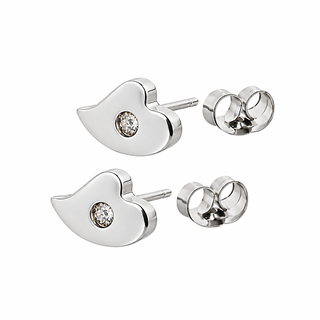 Heart Drop Rhinestone Stud – Butterfly Back (316L Stainless Steel) - Image 4