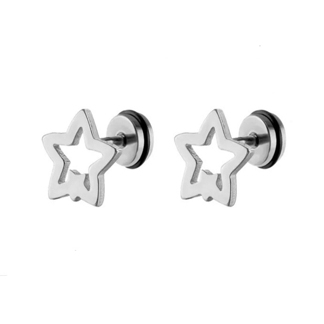 Hollow Double Star Stud – Flat Back (316L Stainless Steel) - Image 4