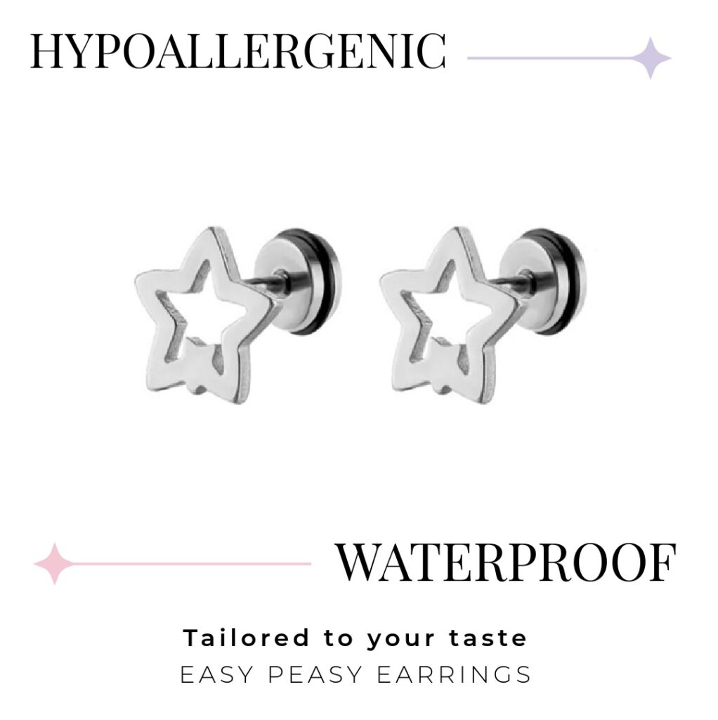 Hollow Double Star Stud – Flat Back (316L Stainless Steel)