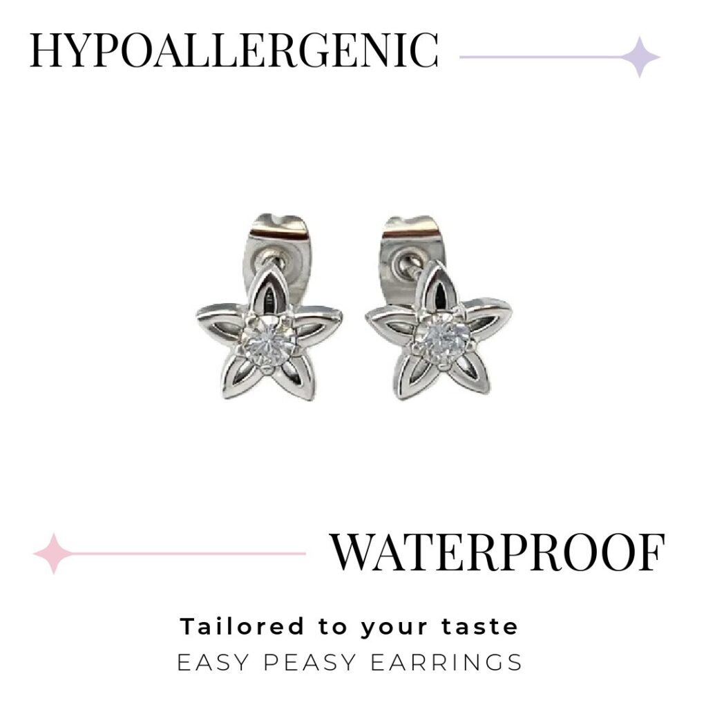 Inlaid Zirconia Stud Earrings – Butterfly Back (316L Stainless Steel)