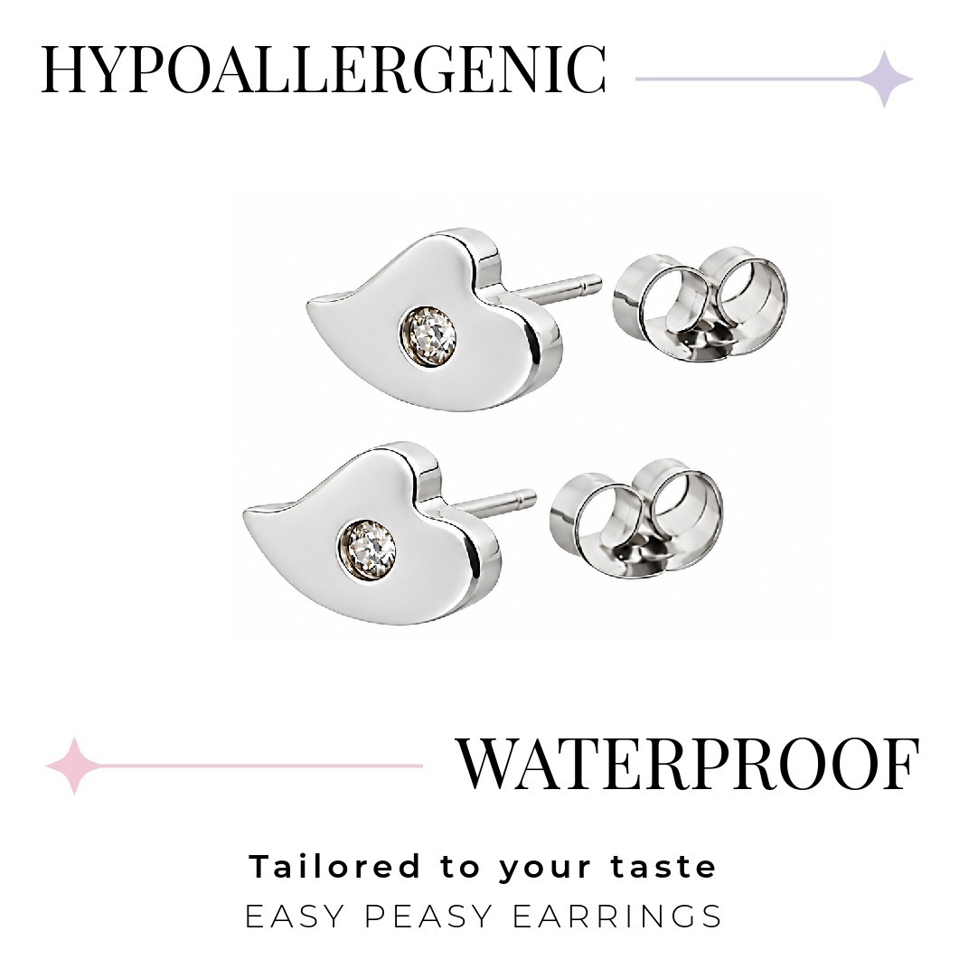 Heart Drop Rhinestone Stud – Butterfly Back (316L Stainless Steel)