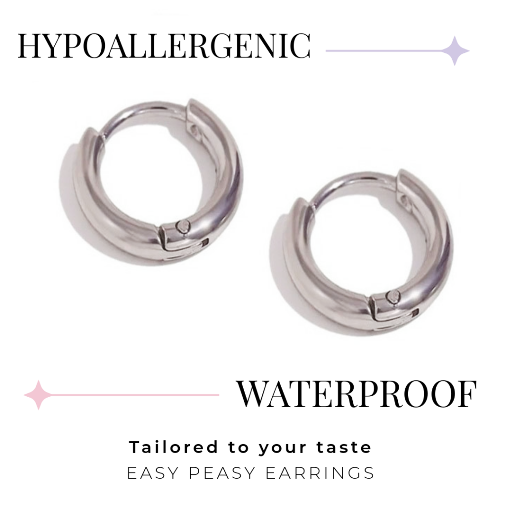 Minimalist Solid Hoop Earrings - 14mm Medium (316L Stainless Steel)