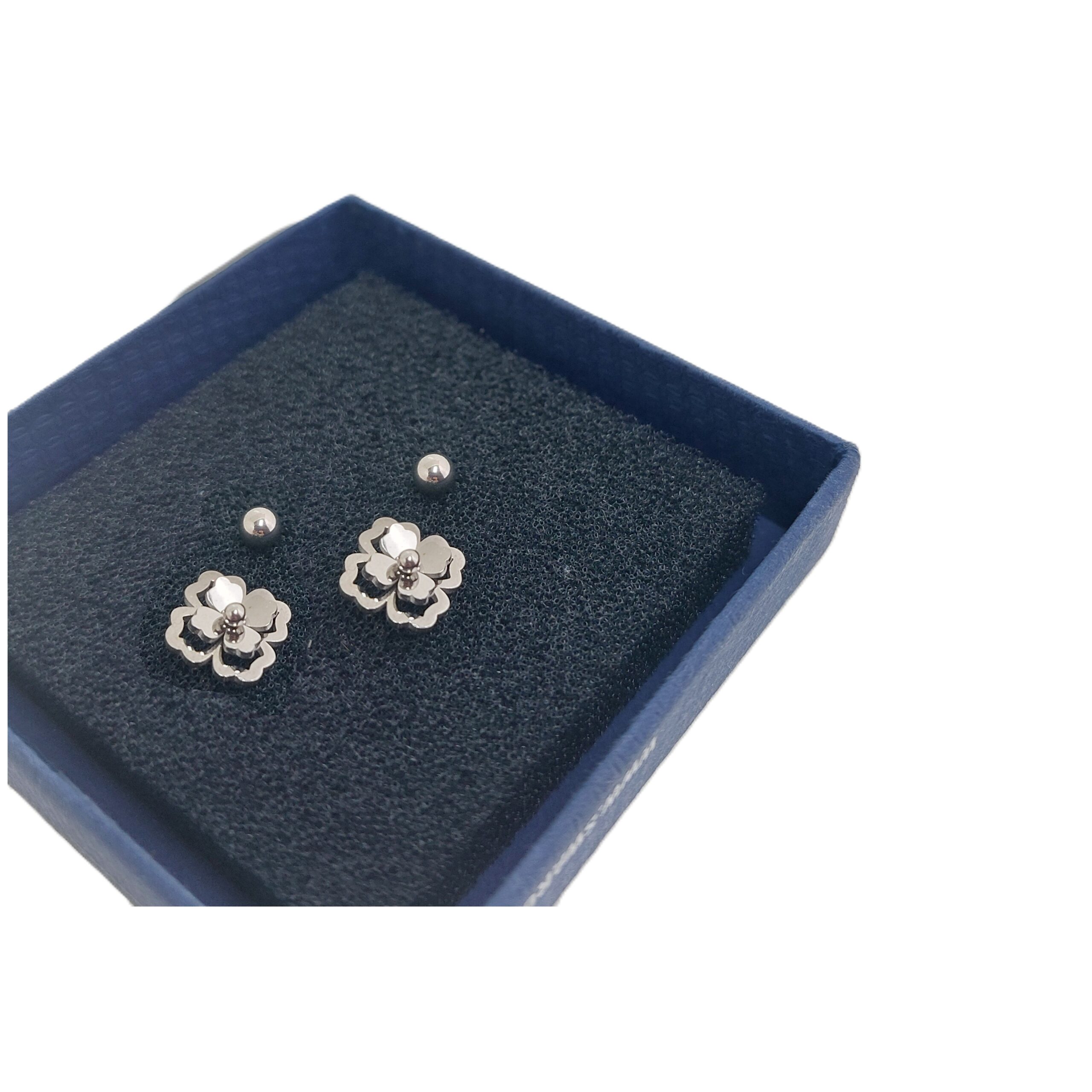 Double Layer Hollow Flower Style Stud - Screw Ball Back (316L Stainless Steel) - Image 4