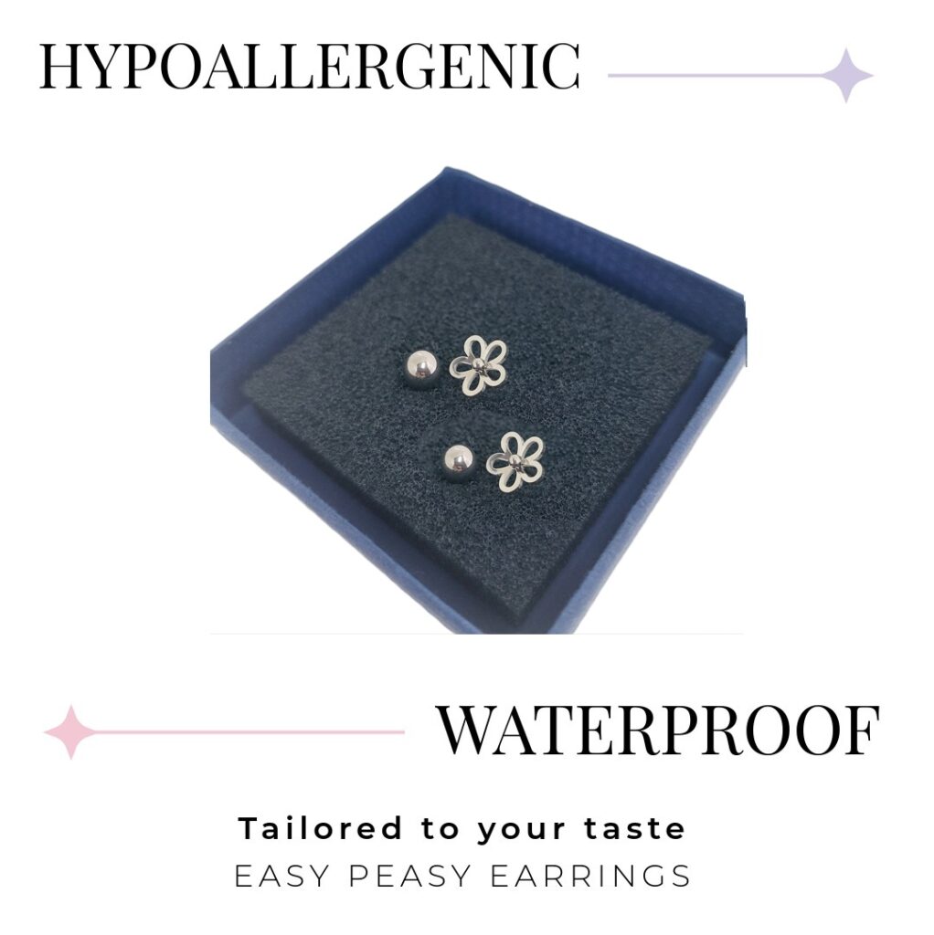Hollow Five Petal Flower Style Stud - Screw Ball Back (316L Stainless Steel)