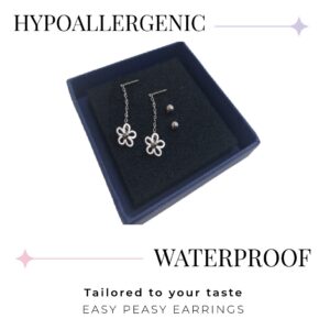 Hollow Five Petal Flower Stud Chain Style - Screw Ball Back (316L Stainless Steel)