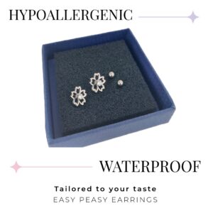 Hollow Five Petal Flower Stud Zirconia Style - Screw Ball Back (316L Stainless Steel)