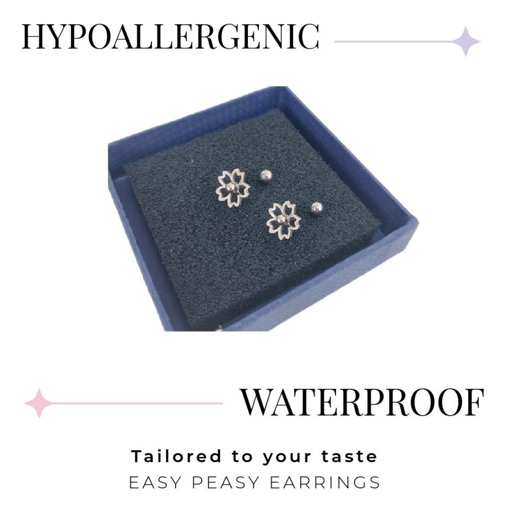 Hollow Five Petal Flower Stud Bead Style - Screw Ball Back (316L Stainless Steel)